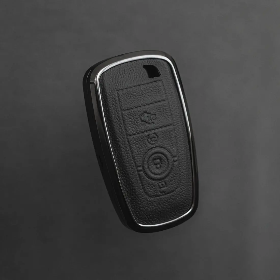 Leather + Aluminum Keyfob Cover For Ford Bronco, Raptor, F-150 1