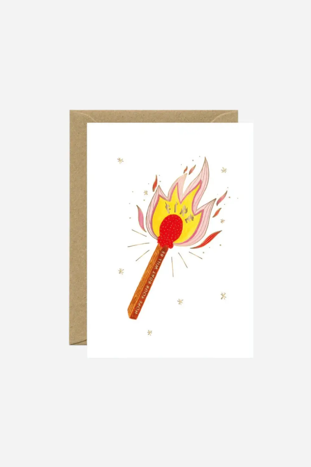 Fire Match - Birthday Greeting Card - Gold Foil 1