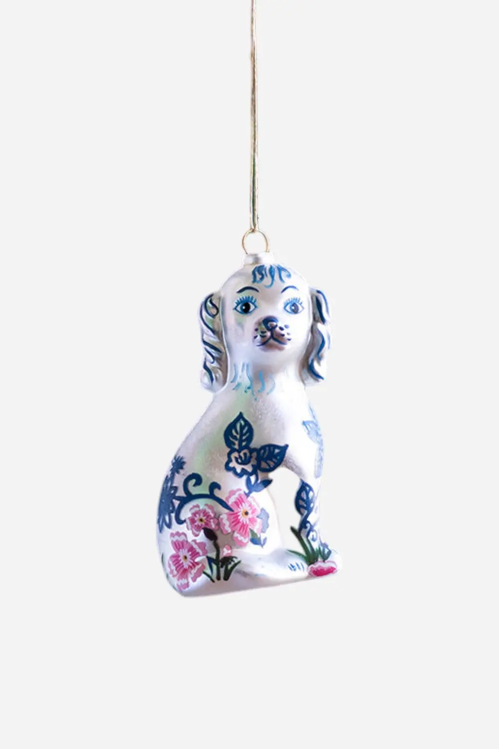 Floral Dog Ornament In White 1