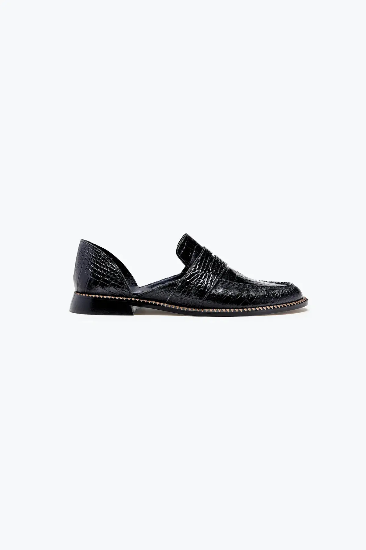 Freda Salvador Tash D'orsday Moccassin In Black Embossed Croc 1