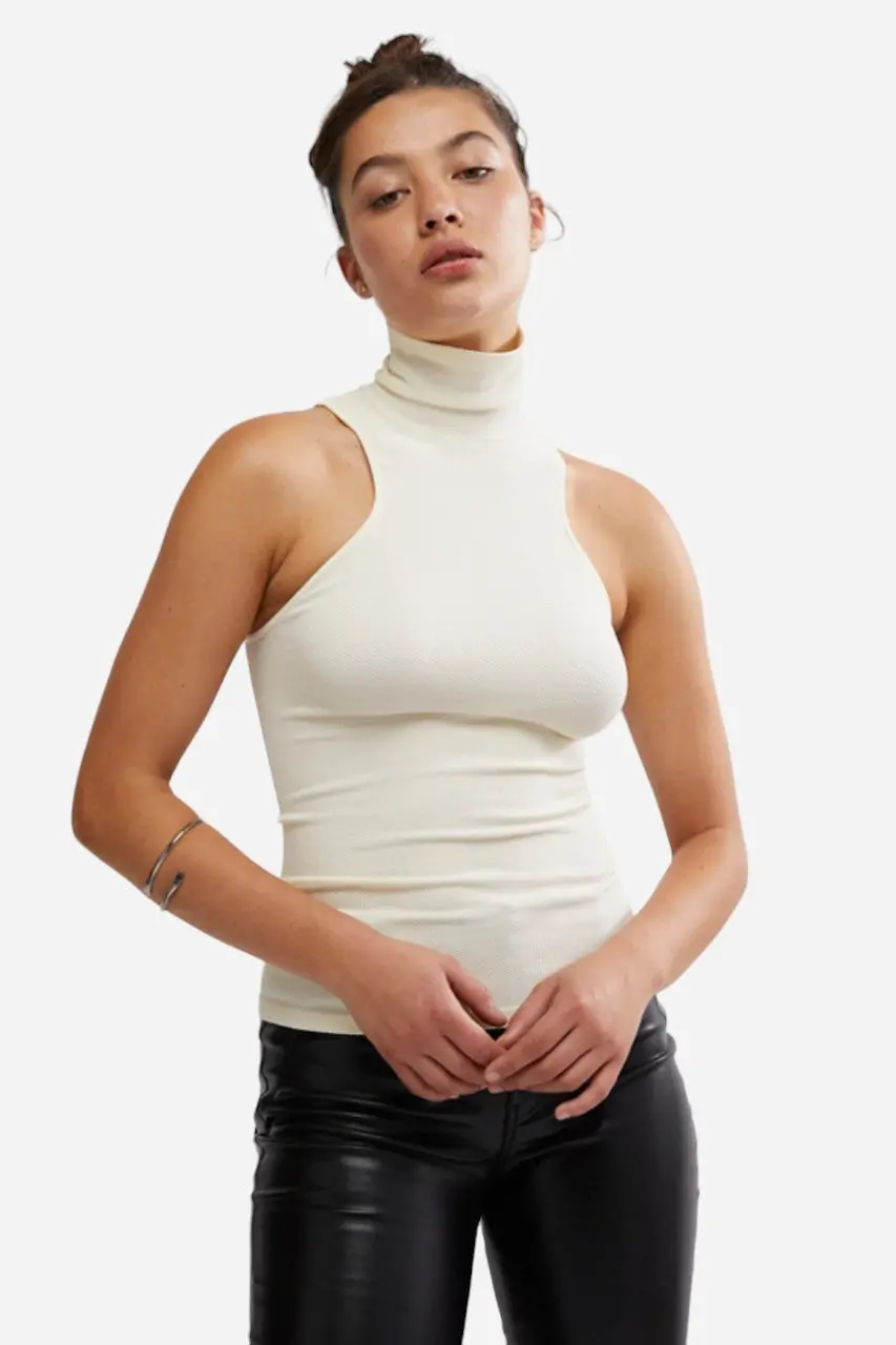 Free People Always Ready Seamless Turtleneck Tank In Ivory 1