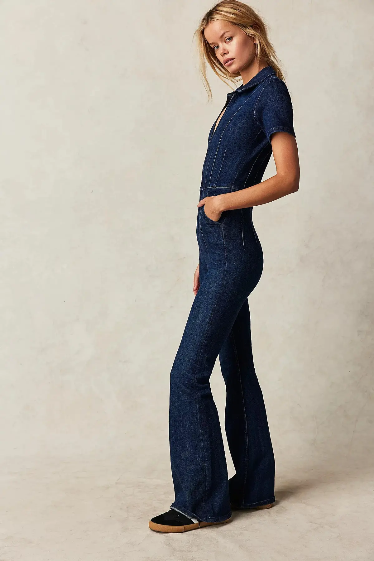 Free People Jayde Flare Jumpsuit In Night Sky 1