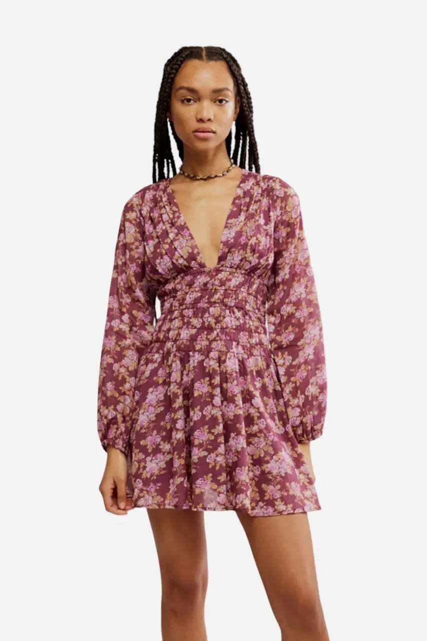 Free People Keep You Mini Dress In Berry Combo 1