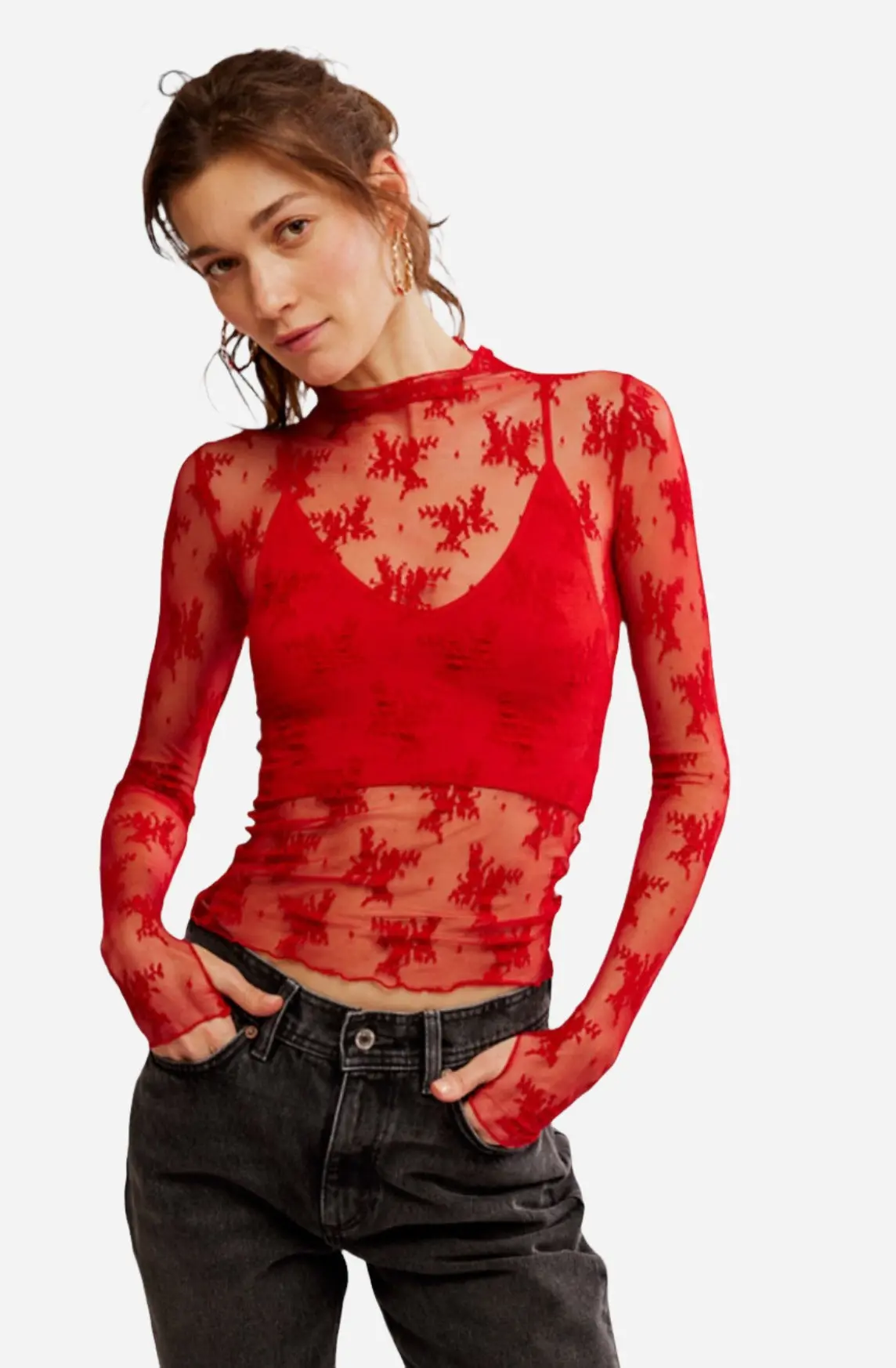 Free People Lady Lux Layering Top In Red Racer 1