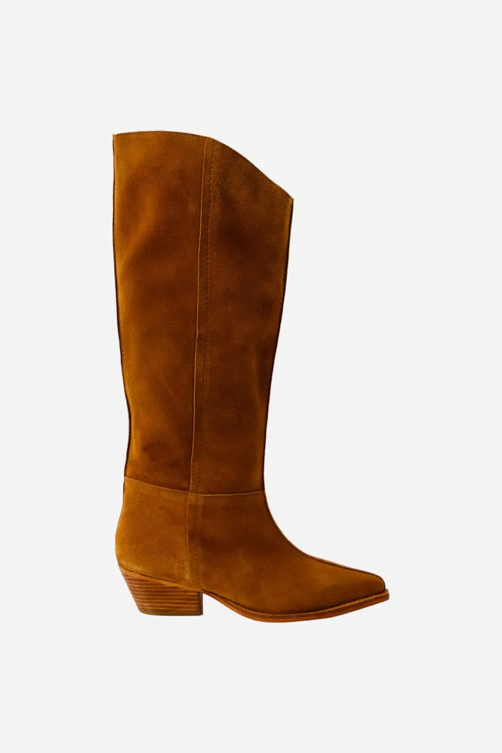 Free People Shoes Sway Low Slouch Boots In Burnt Caramel Suede 1