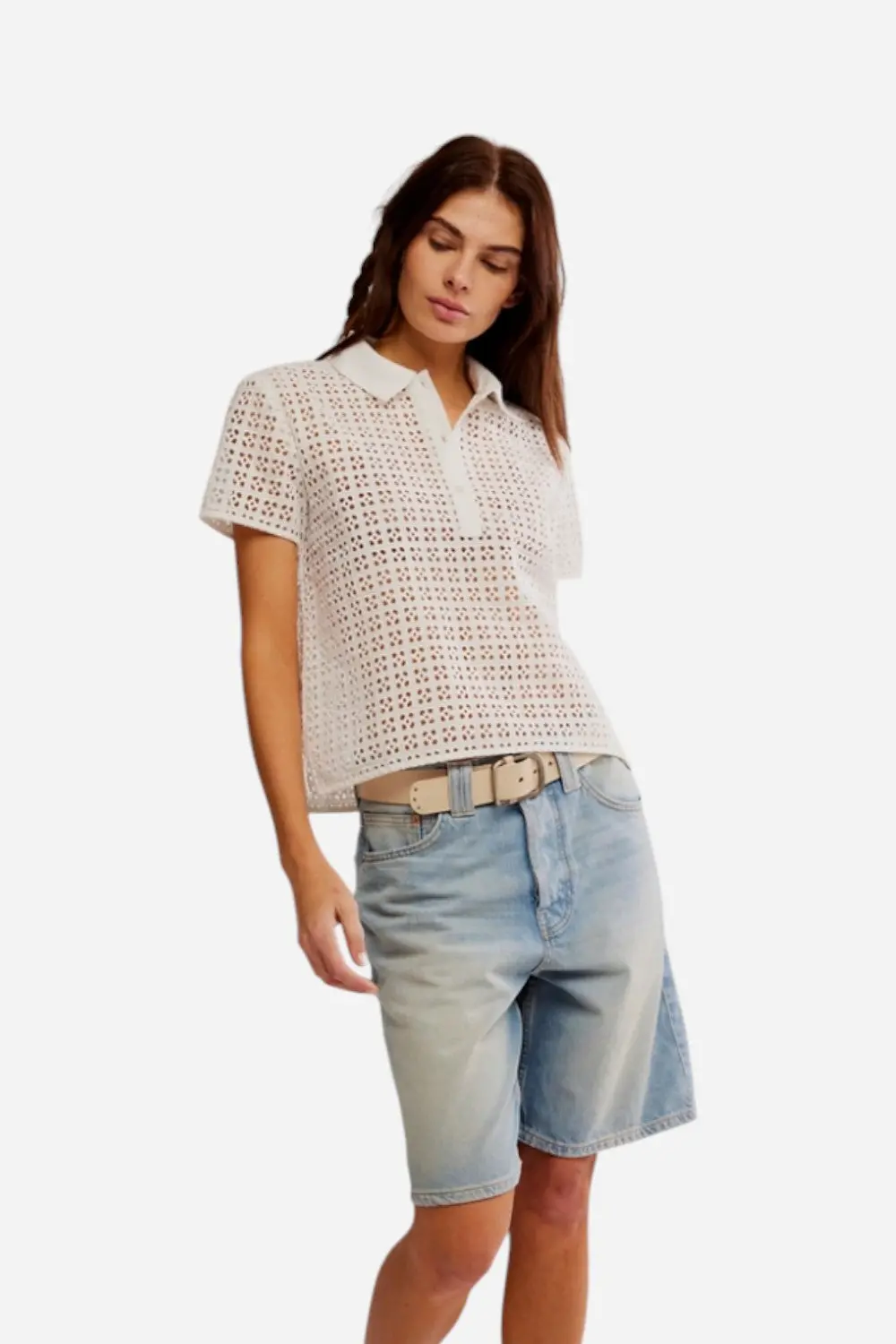 Free People Anna Eyelet Top In Clean Ivory 1