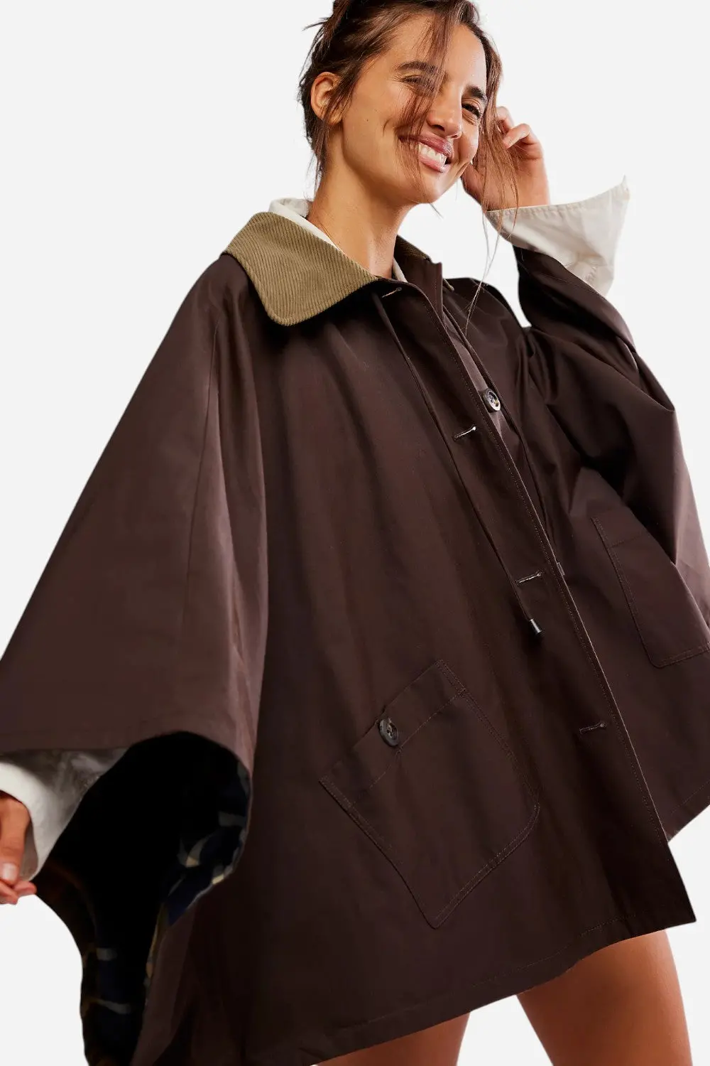 Free People Bailey Cape In Italian Mocha 1