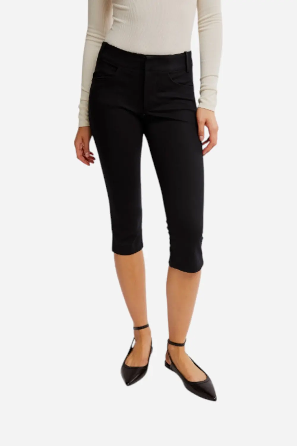 Free People Bette Super Slim Capris In Black 1