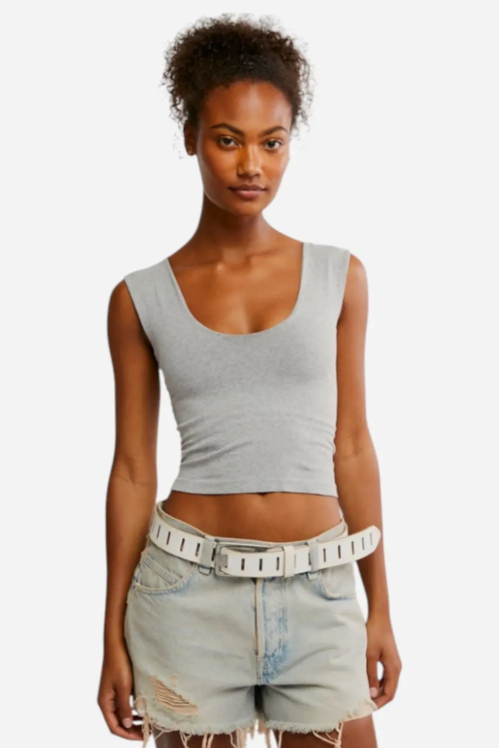 Free People Clean Lines Muscle Cami In Heather Grey 1