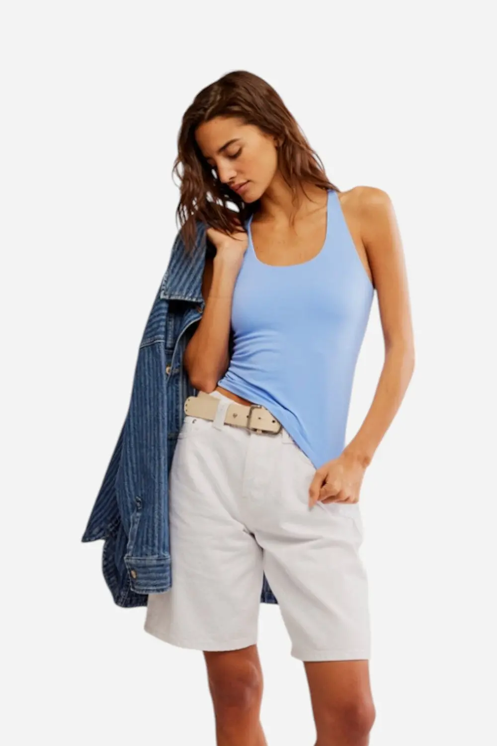 Free People Clean Lines Racerback Cami In Blue Vista 1