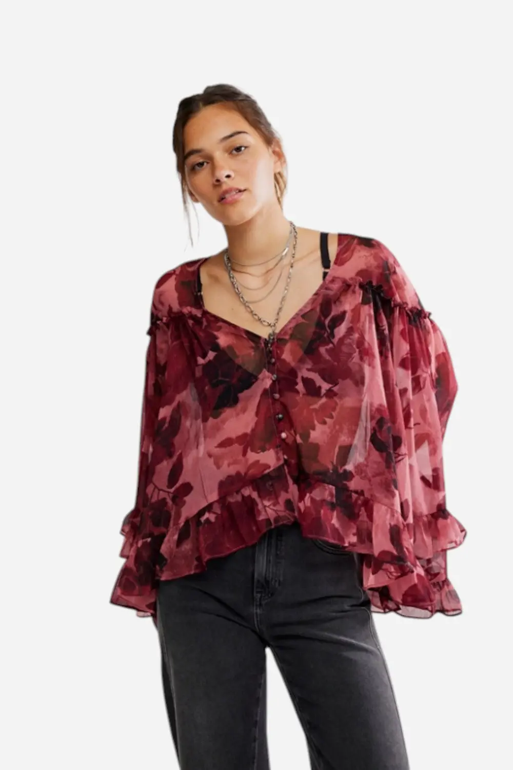 Free People Day Dreaming Blouse In Rose Combo 1