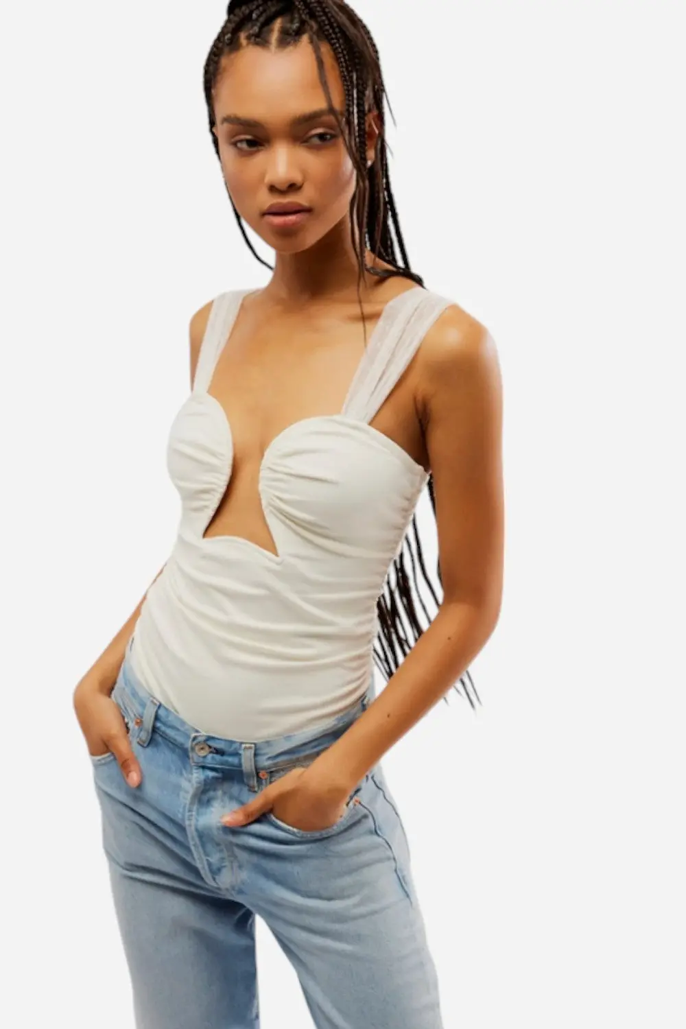 Free People Double Take Bodysuit In Ivory 1