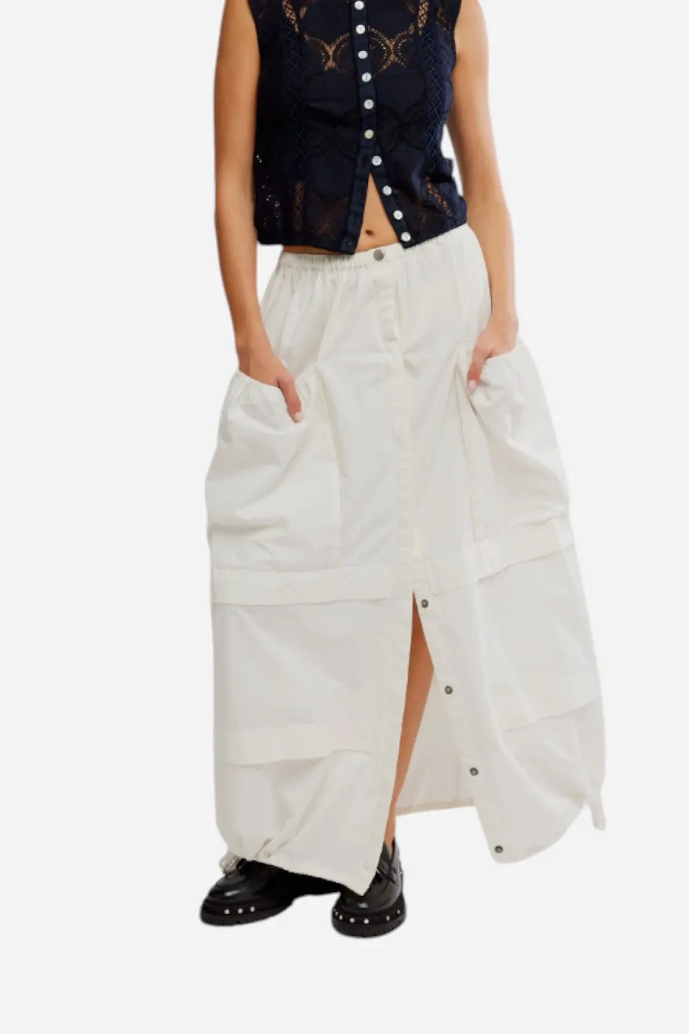 Free People Eloise Maxi Skirt In Clean Ivory 1