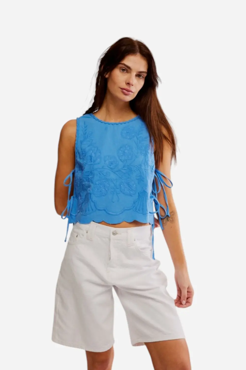Free People Faded Gardens Tank In Blue Marina 1