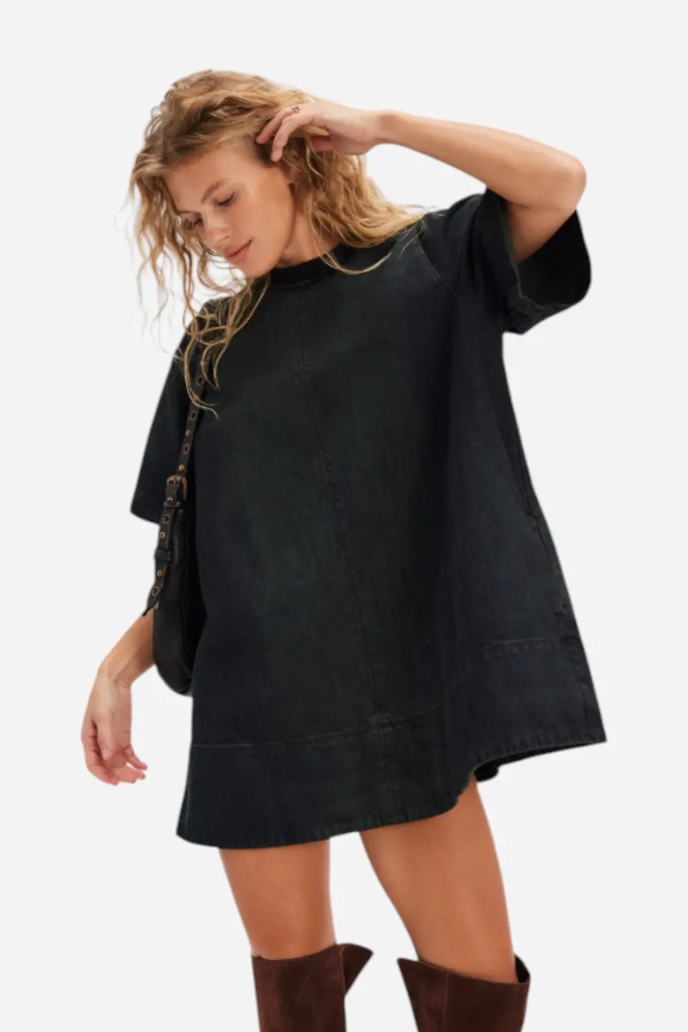Free People Harlow Mini Dress In Anthracite 1