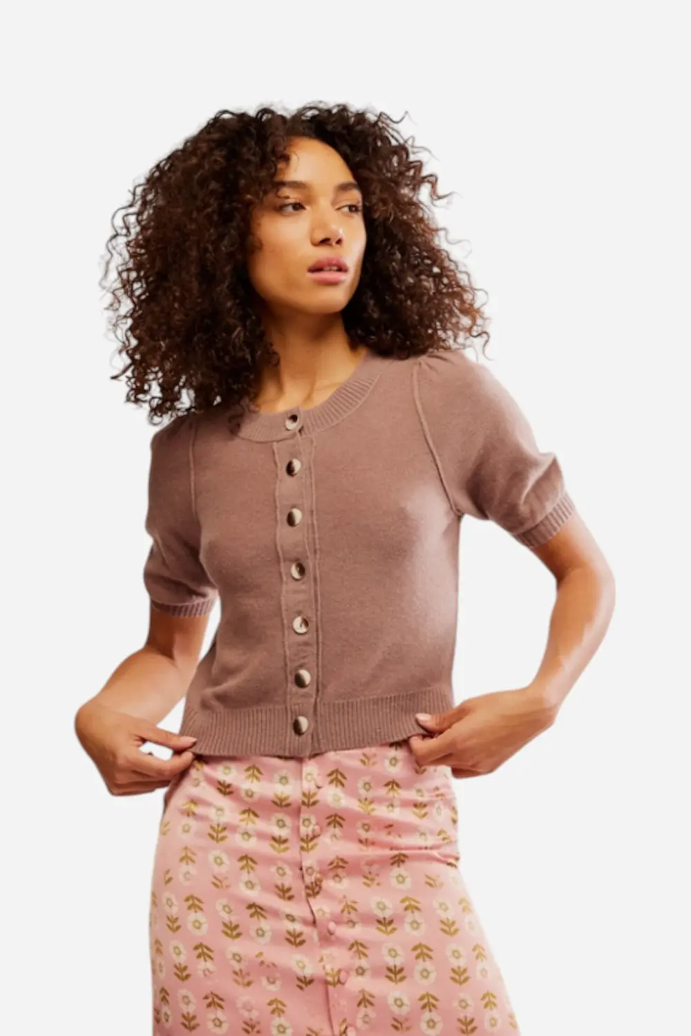 Free People Isla Solid Cardigan In Ceramic Glaze 1