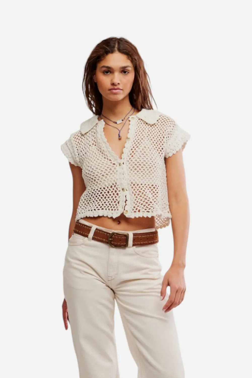 Free People Lily Crochet Top In Coconut Milk 1