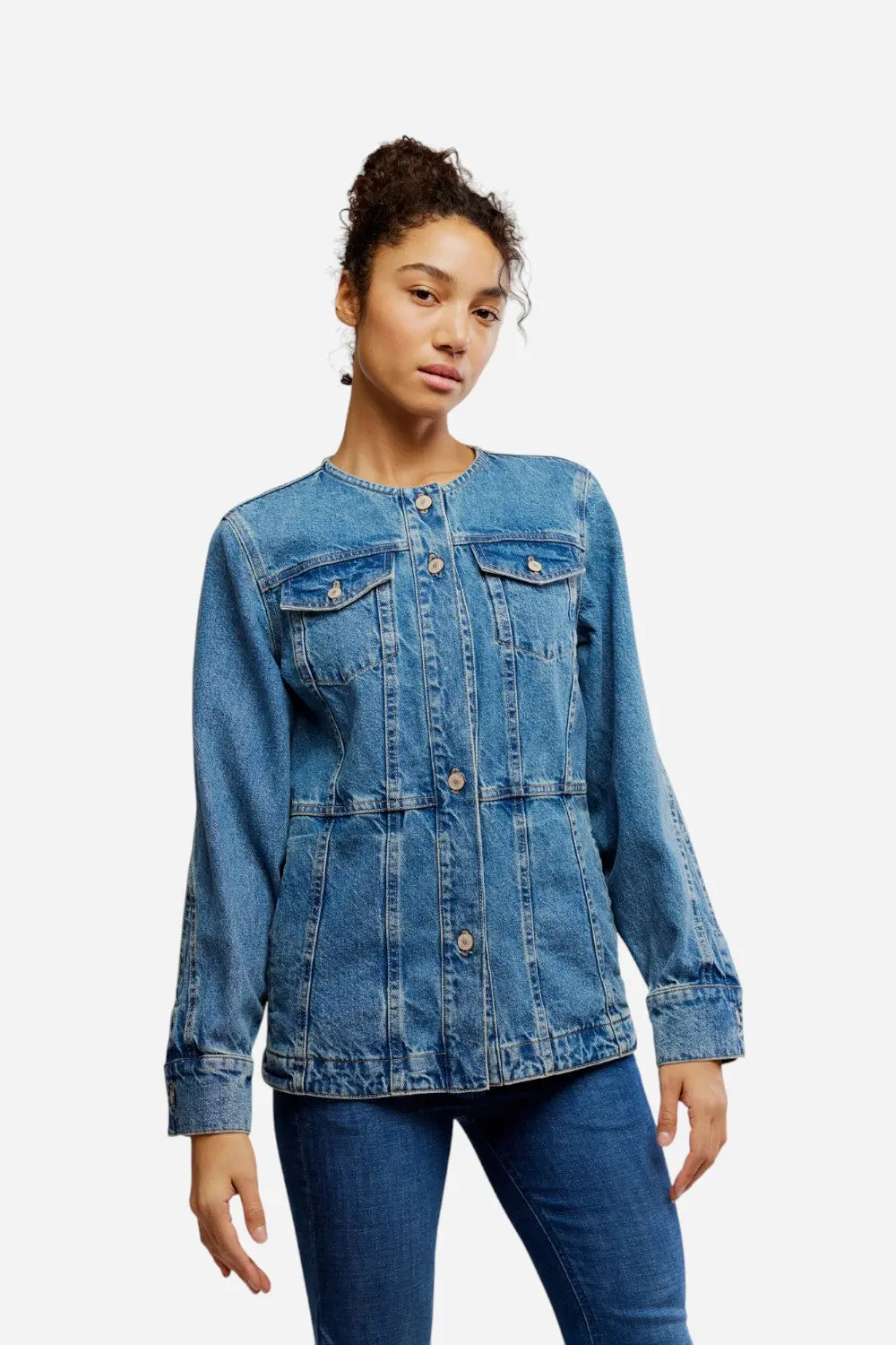 Free People Lula Denim Jacket In River Blues 1