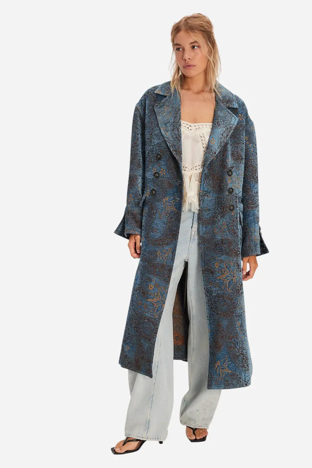 Free People Micah Duster In Blue Paisly 1