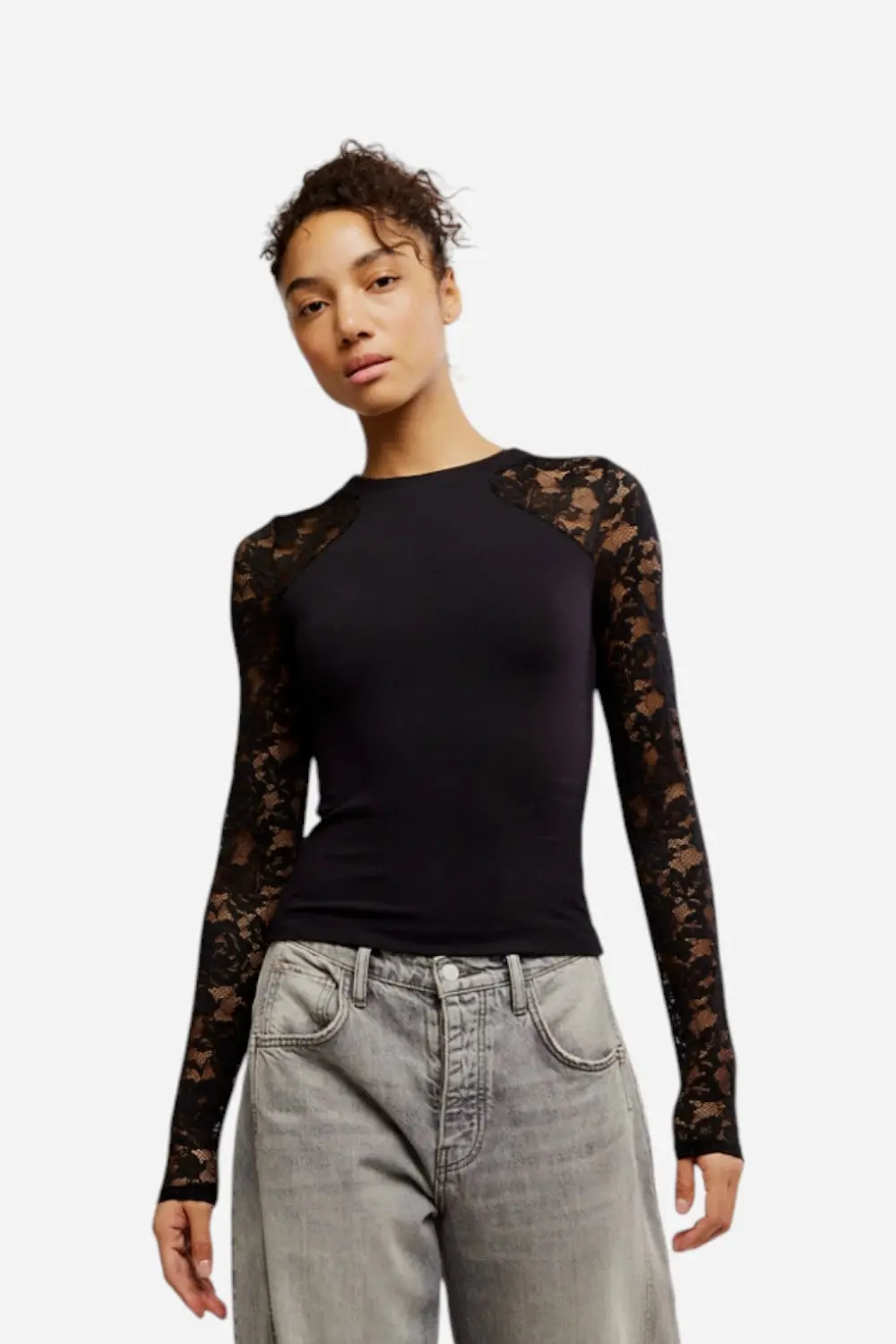 Free People No Excuses Long Sleeve In Black 1