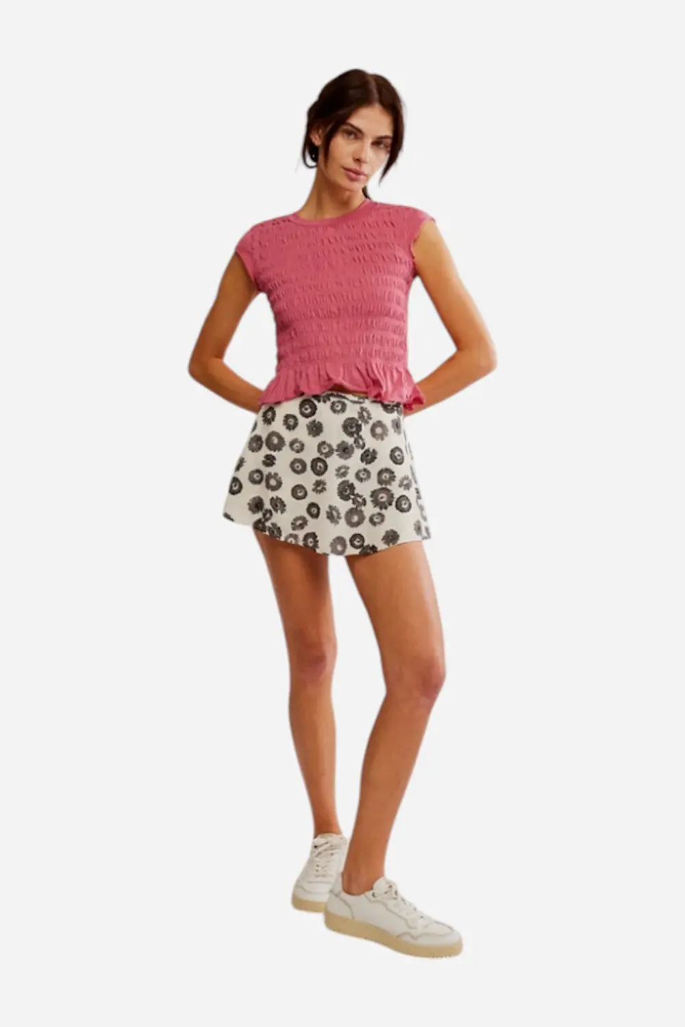 Free People Paradise Found Mini Skort In Ivory Combo 2