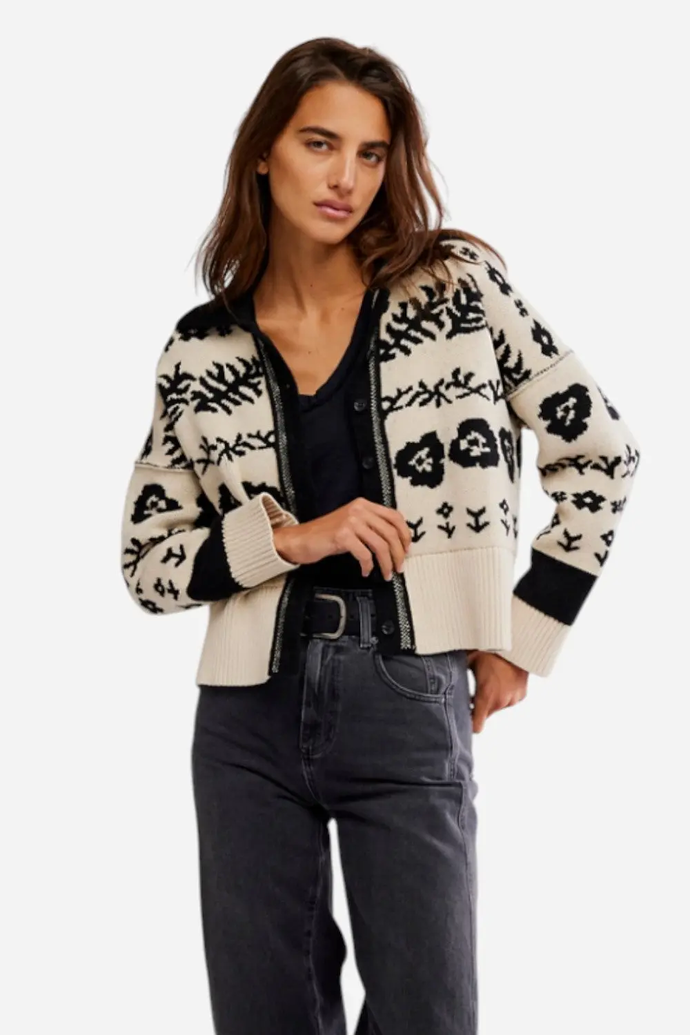 Free People Shelby Cardigan In Neutral Combo 1