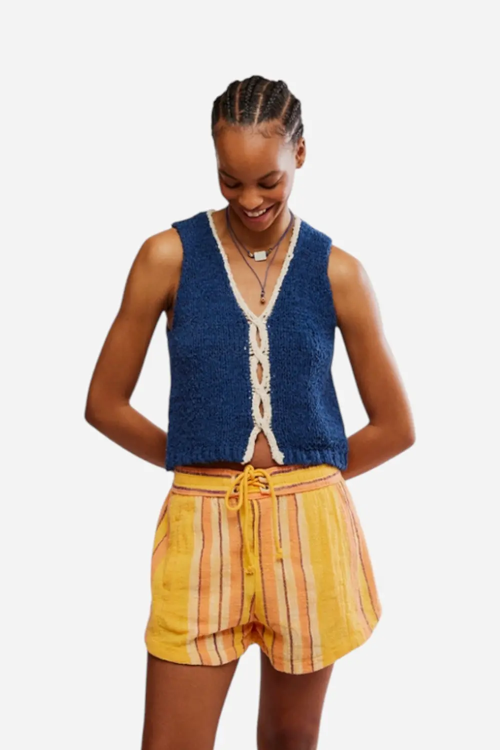 Free People Sicily Sweater Shell In Dark Denim Combo 1