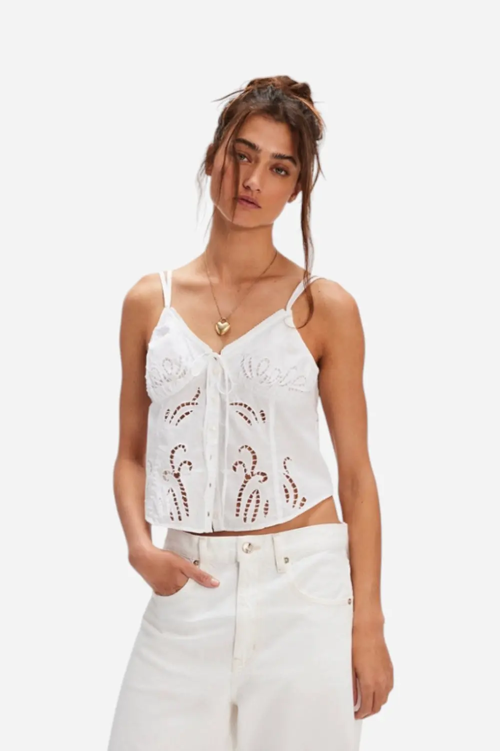 Free People Sweet Sammi Eyelet Top In Lucient White 1