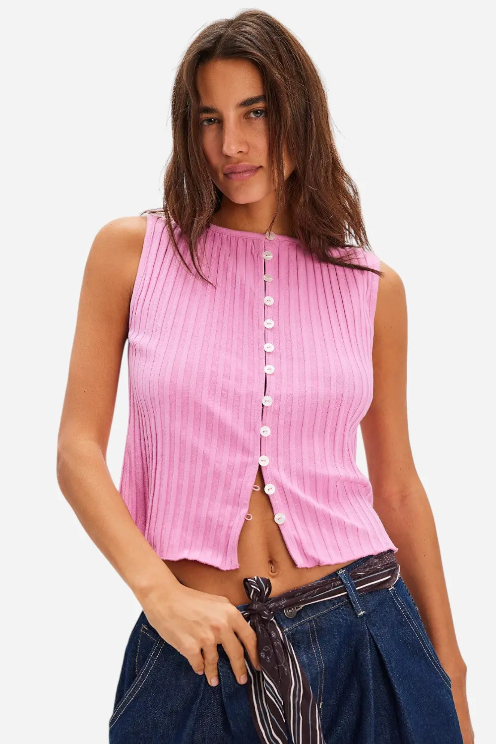Free People Tilly Vest In Pink Frosting 1