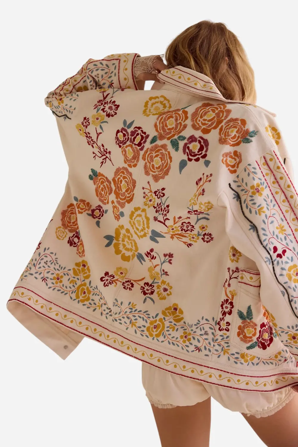 Free People Avery Embellished Jacket In Pearled Ivory 1
