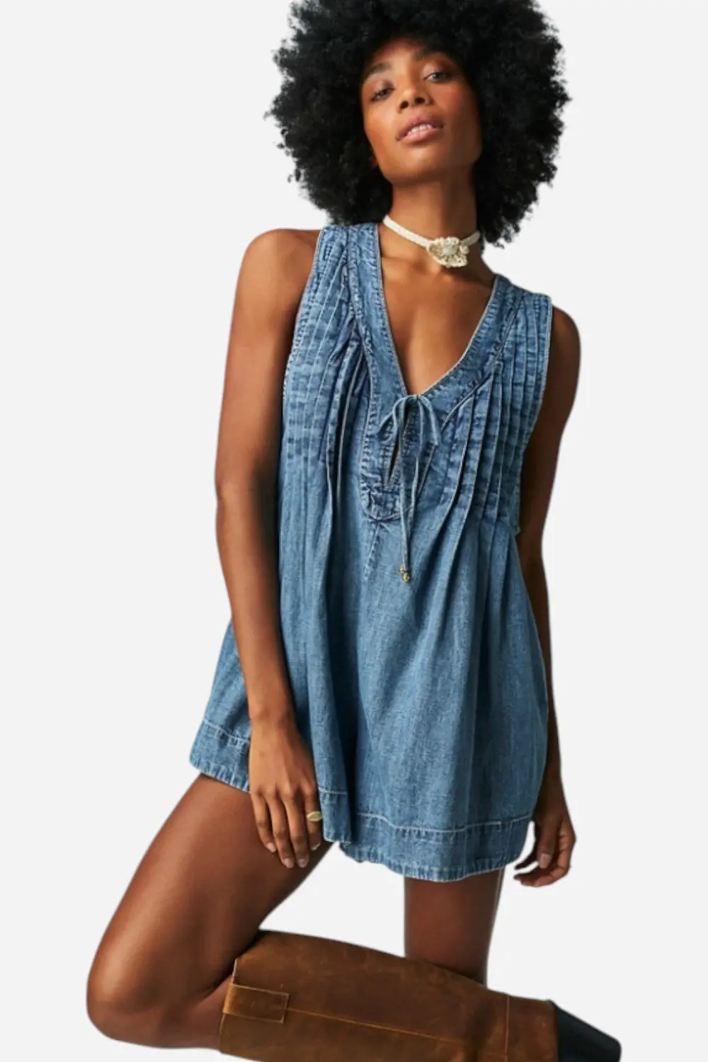 Free People Webster Romper In Falling Rain Wash 1