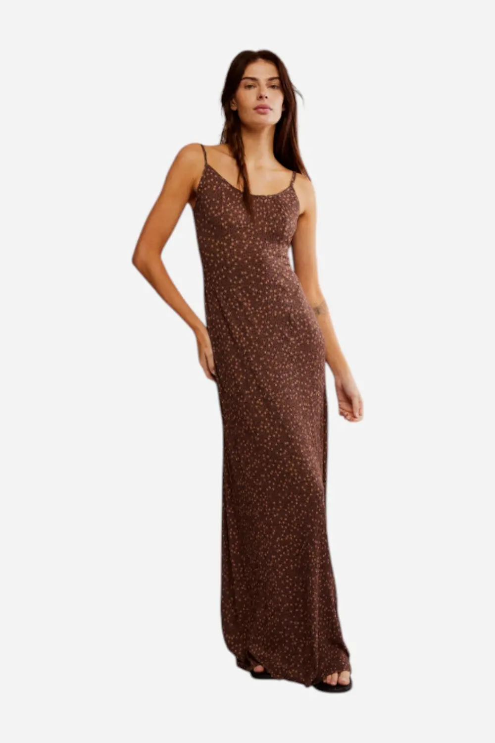 Free People Zoey Printed Maxi In Chocolate 1