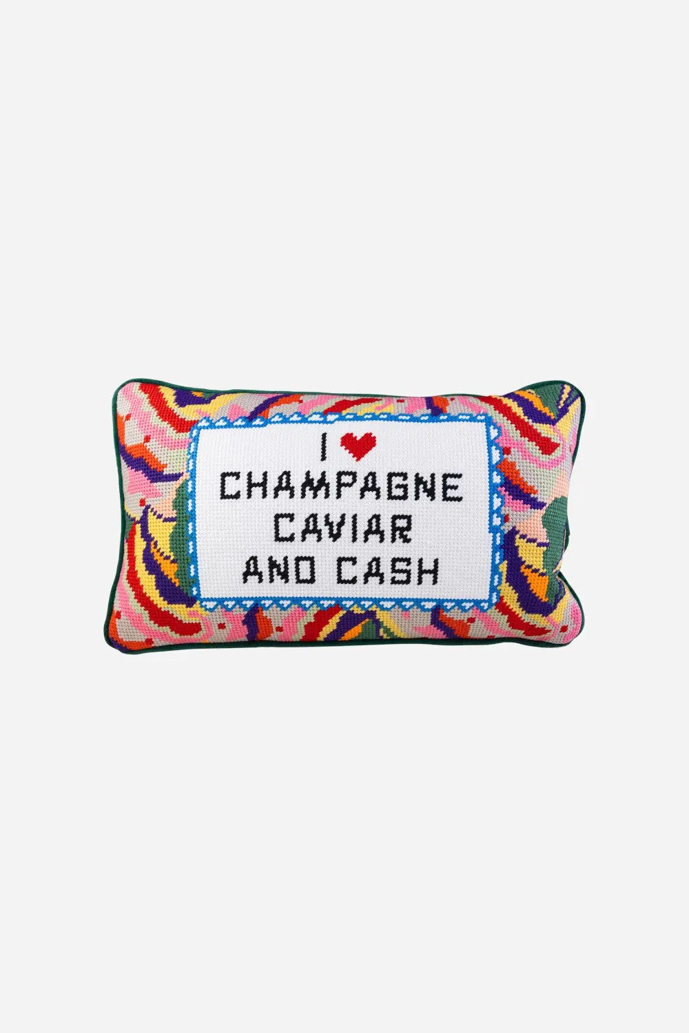 Furbish Caviar And Cash Needlepoint Pillow 1