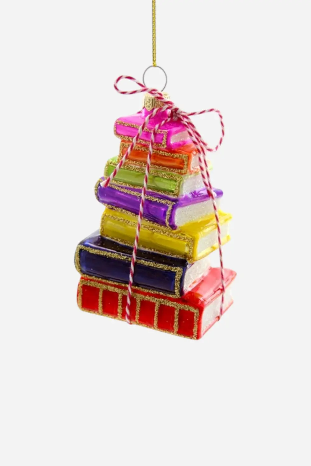 Bright Stacked Book Ornament 1
