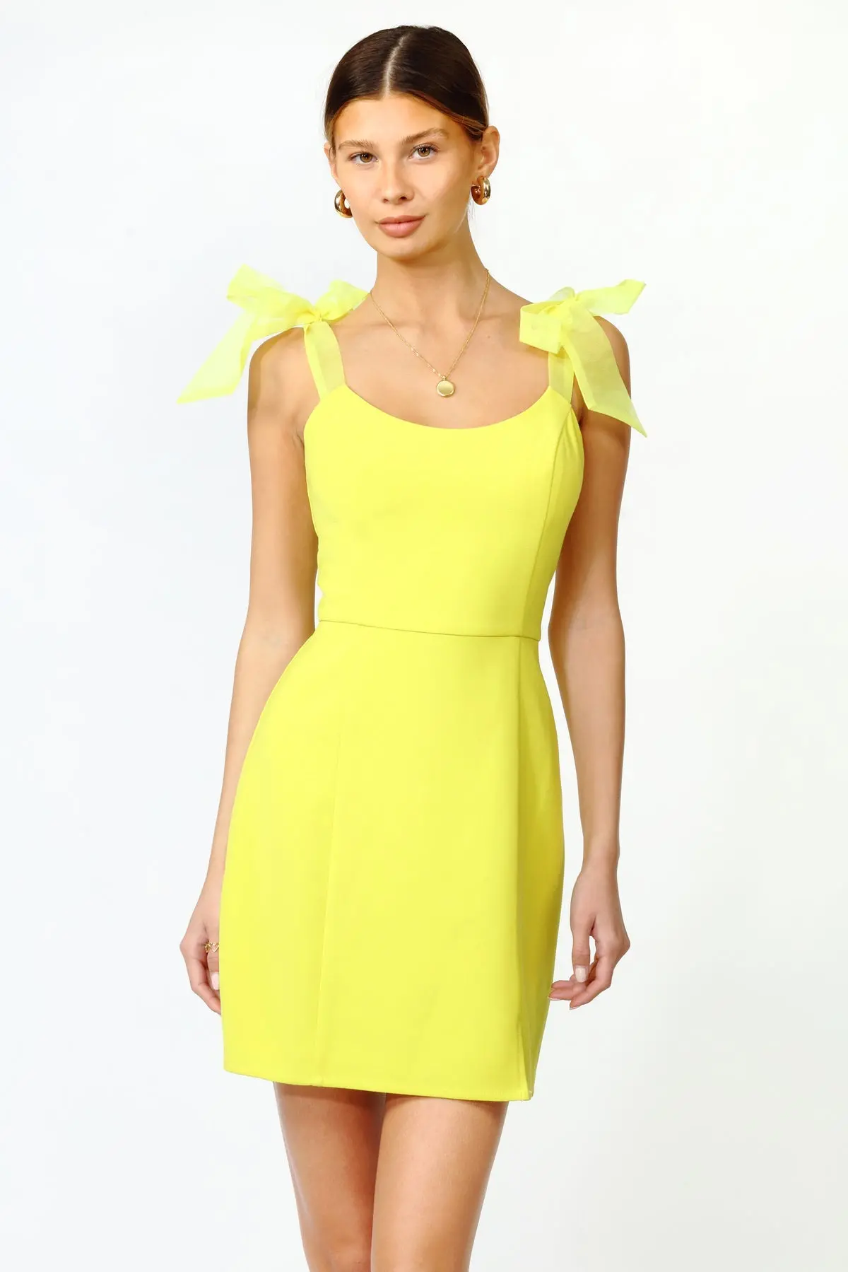 Adelyn Rae Gia Ribbon Strap Mini Dress In Yellow 2