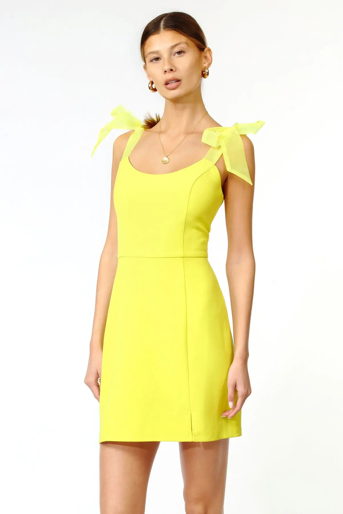 Adelyn Rae Gia Ribbon Strap Mini Dress In Yellow 3