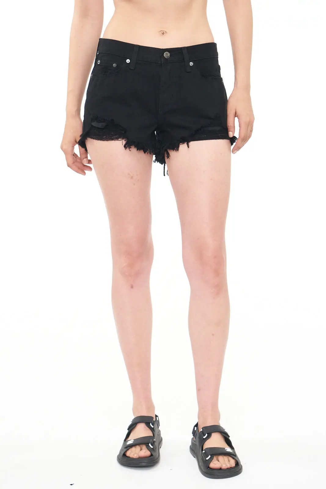 Pistola Gigi Low Rise Cut Off Shorts In Blackrock Distressed 1