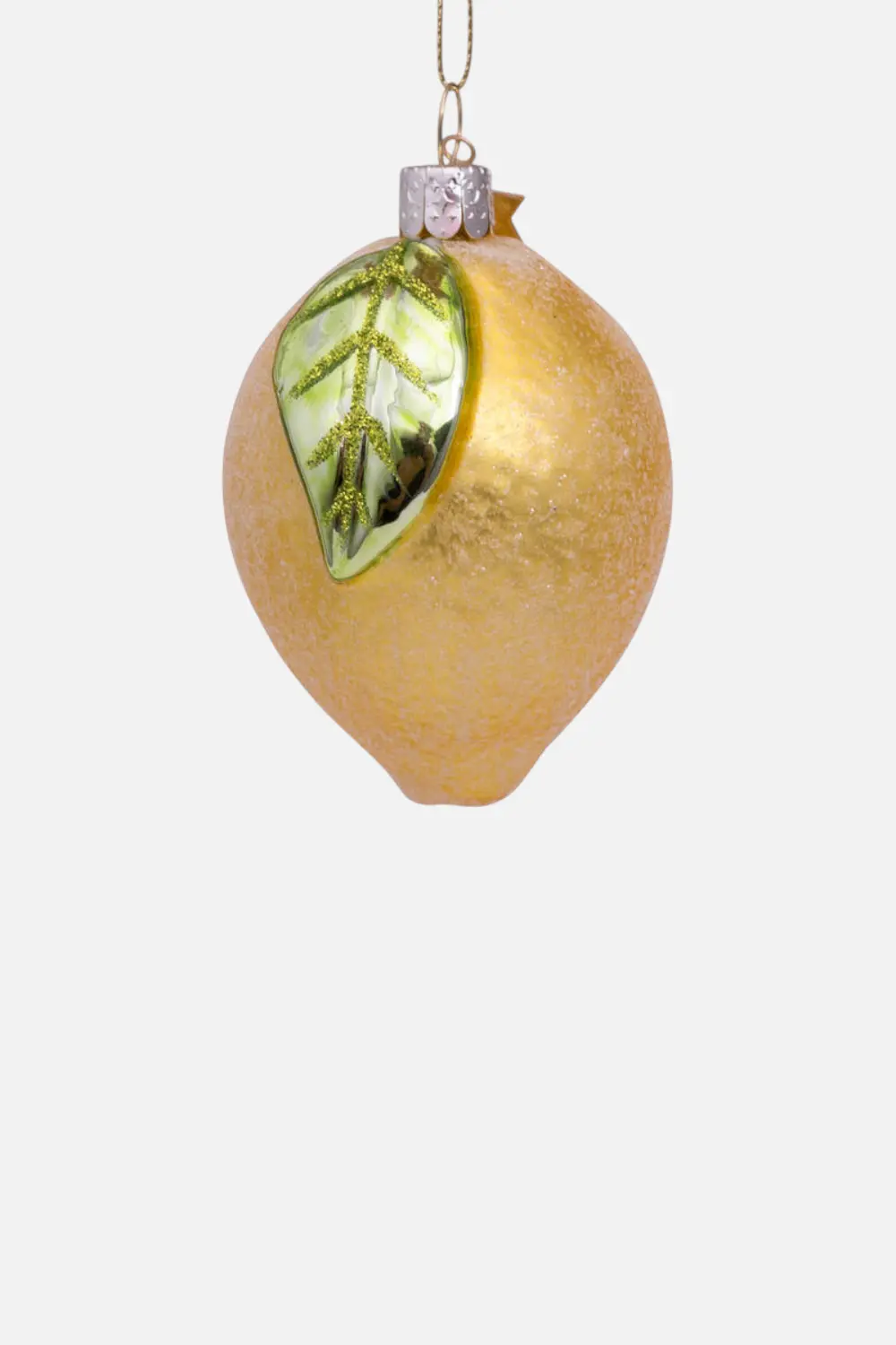 Glass Lemon With Leaf Ornament 1