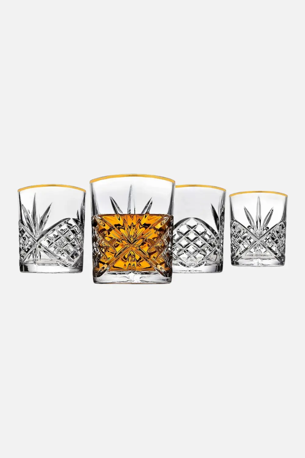 Godinger Dublin Crystal Gold Rim Double Old Fashion Set Of 4 2
