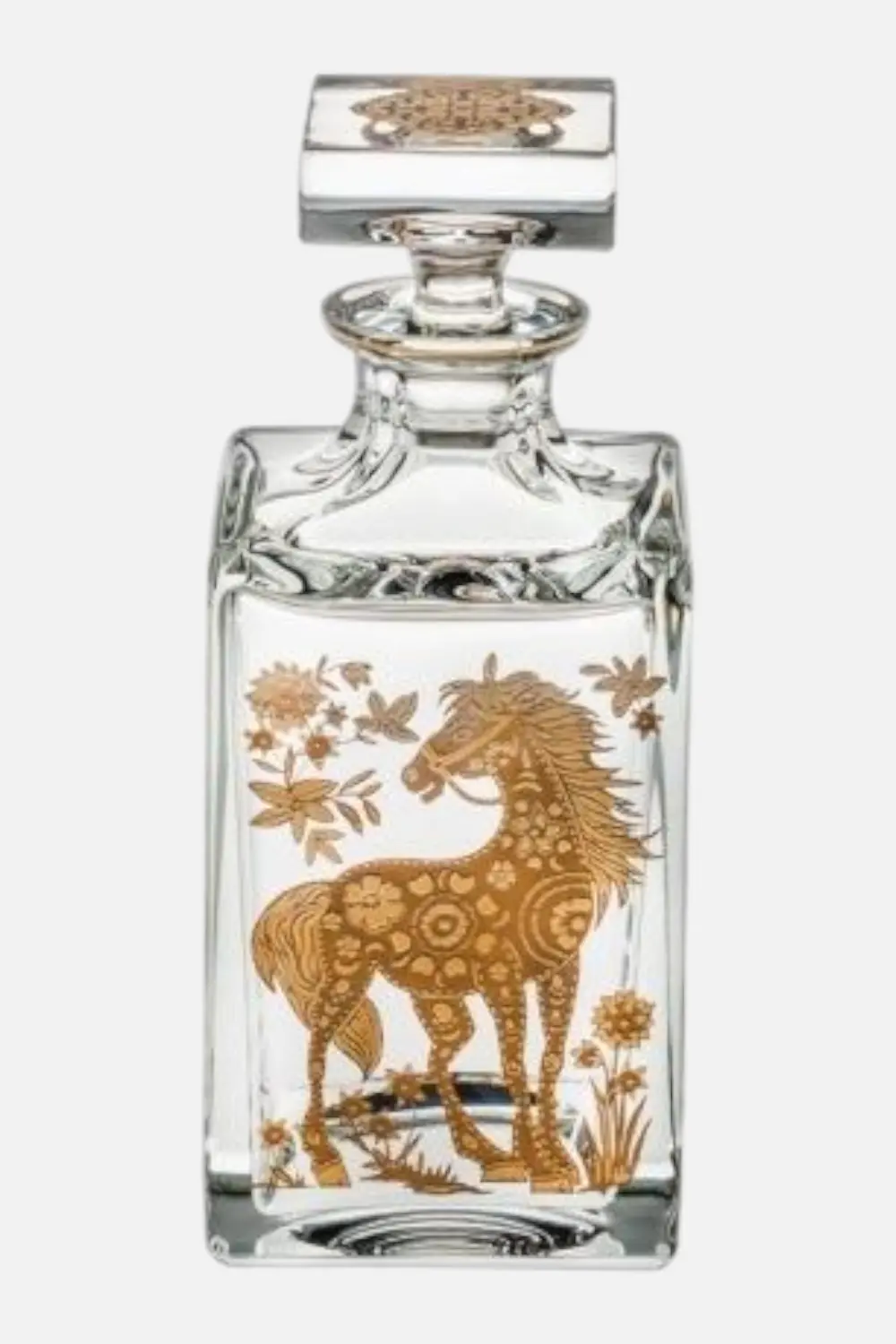 Vista Alegre Golden Whisky Decanter With Gold Horse 1