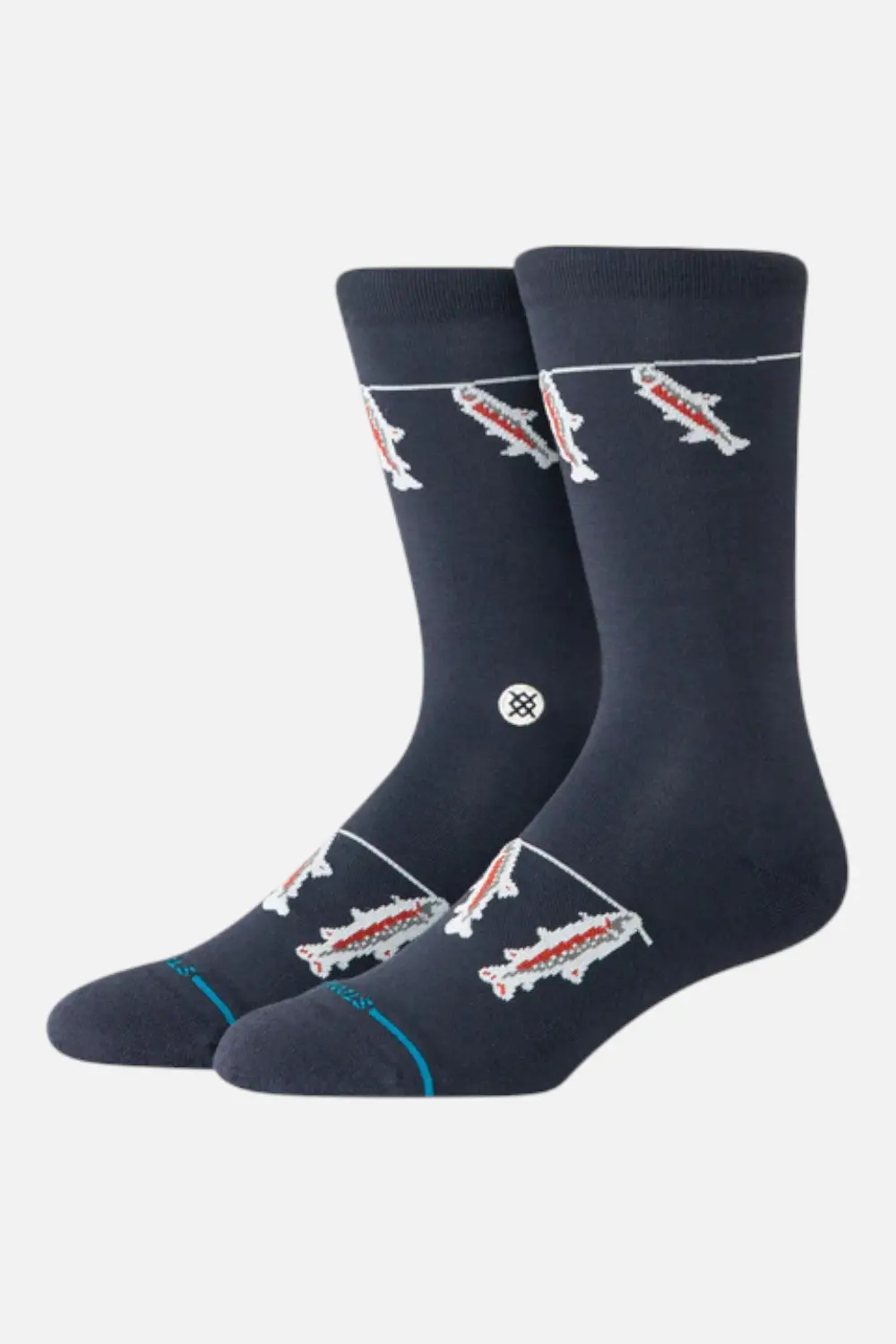 Stance Gone Fishin Crew Sock In Navy- Large 1