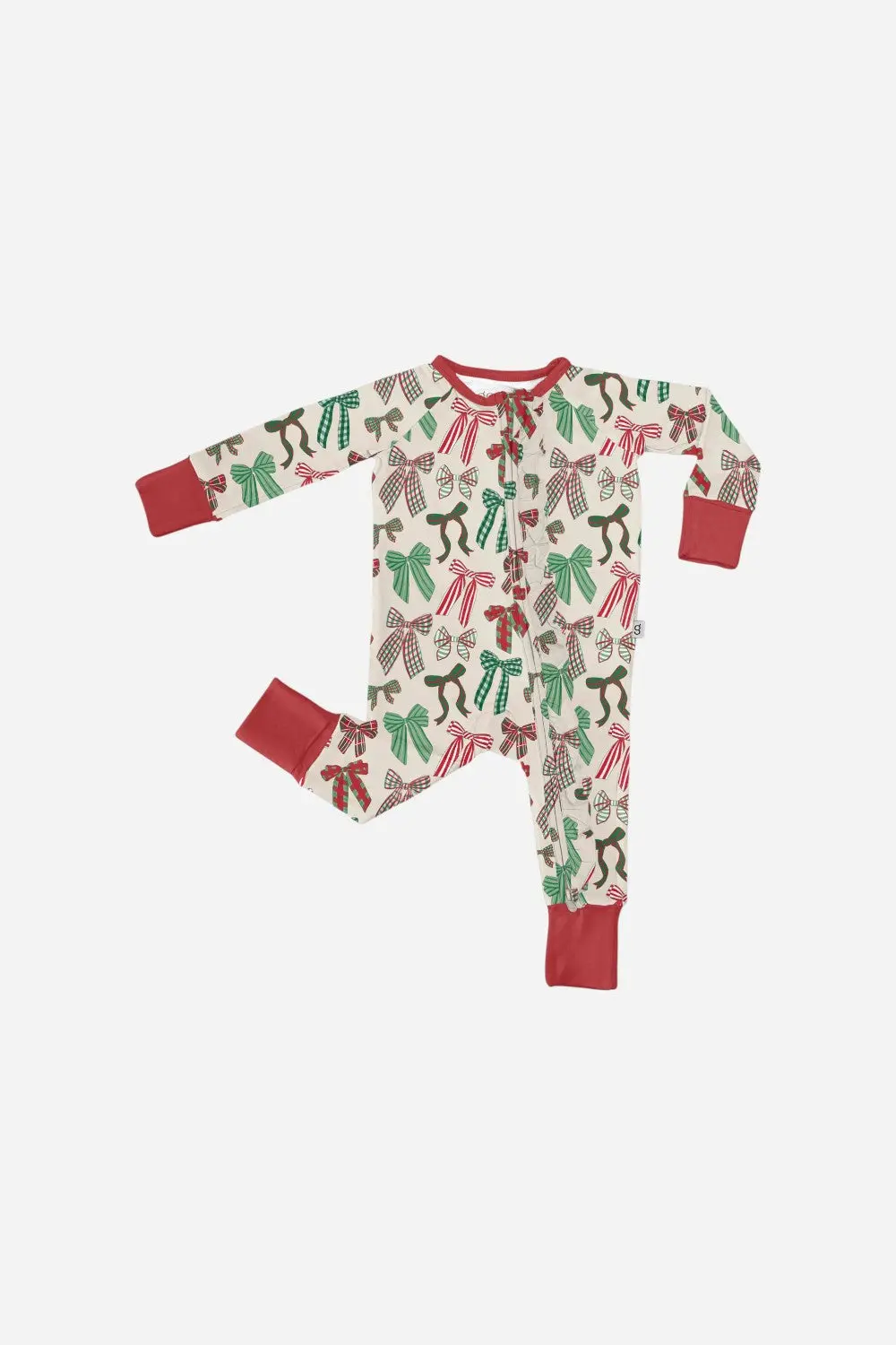 Goosies Holiday Bows Long Sleeve Convertible Zip Pj's 1