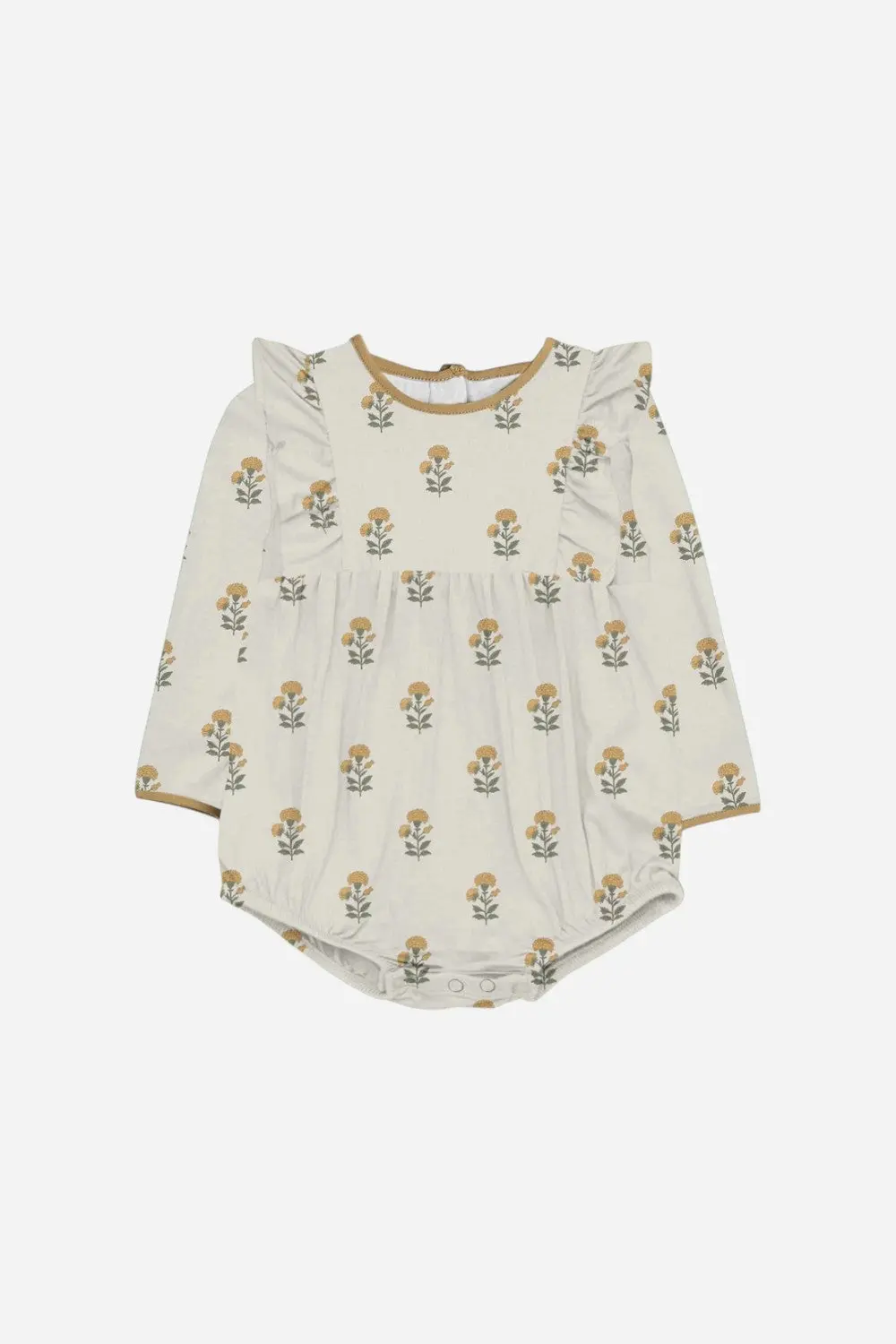 Goosies Marigold Block Print Long Sleeve Flutter Bubble 1