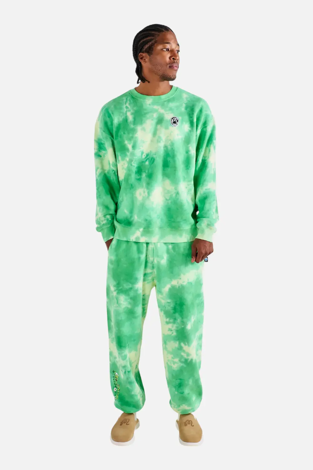 Malbon Golf Men's Grateful Dead Range Sweatshirt In Green Tie Dye 1