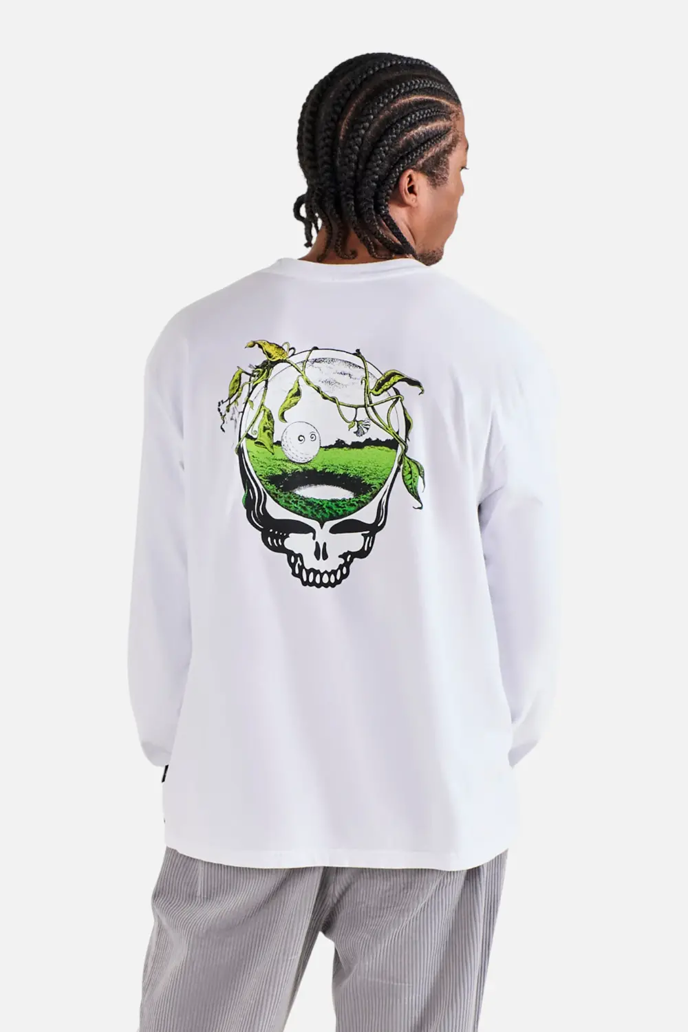 Malbon Golf Men's Grateful Dead Gorse Long Sleeve Tee In White 1