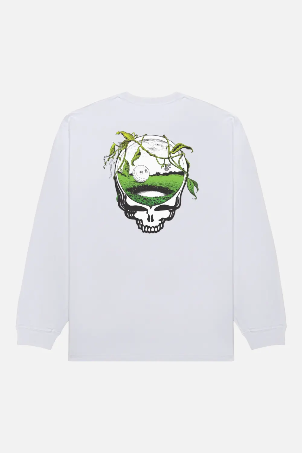 Malbon Golf Men's Grateful Dead Gorse Long Sleeve Tee In White 3