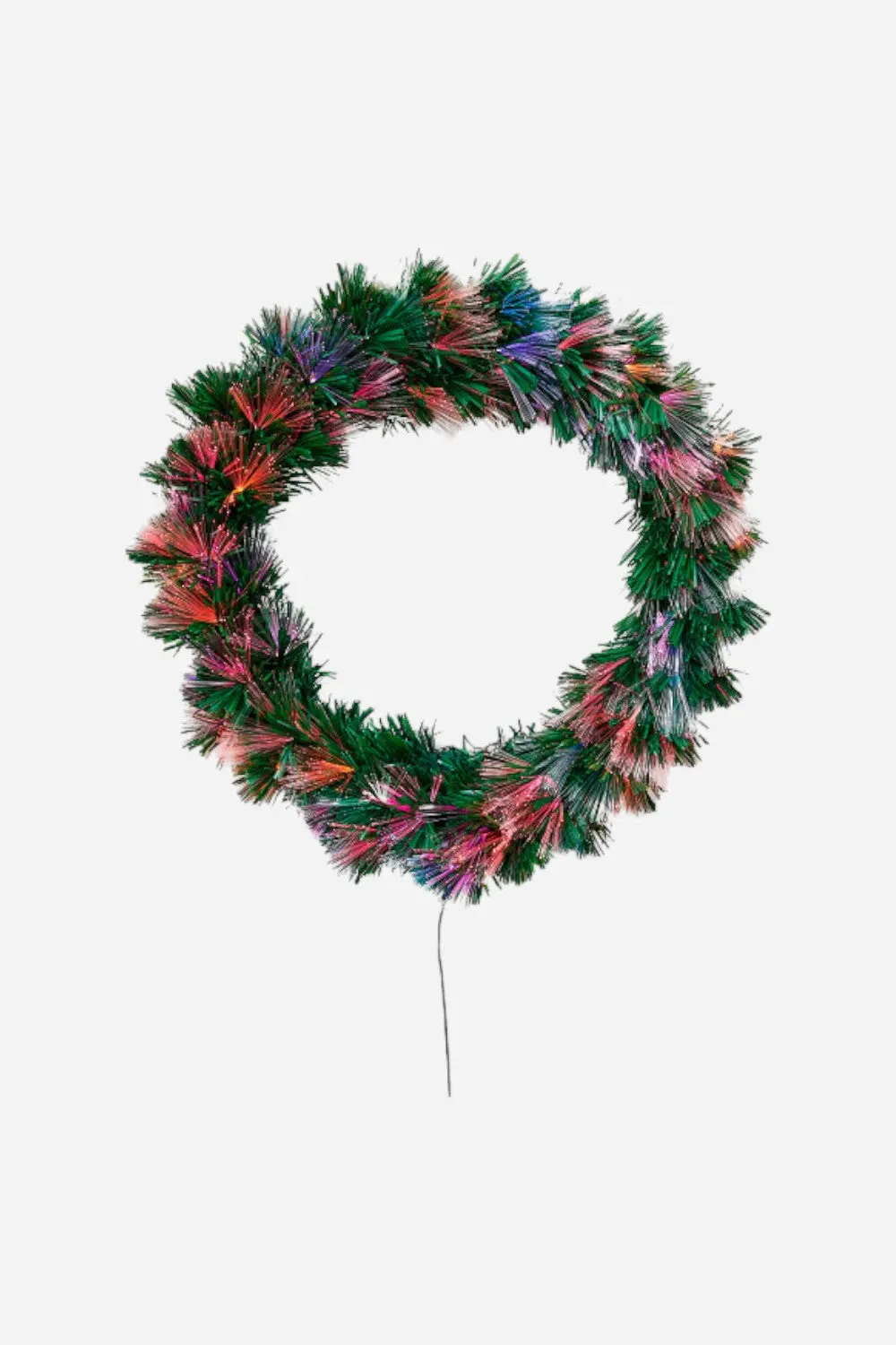 Green Light-Up Fiber Optic Wreath, 24'' 1