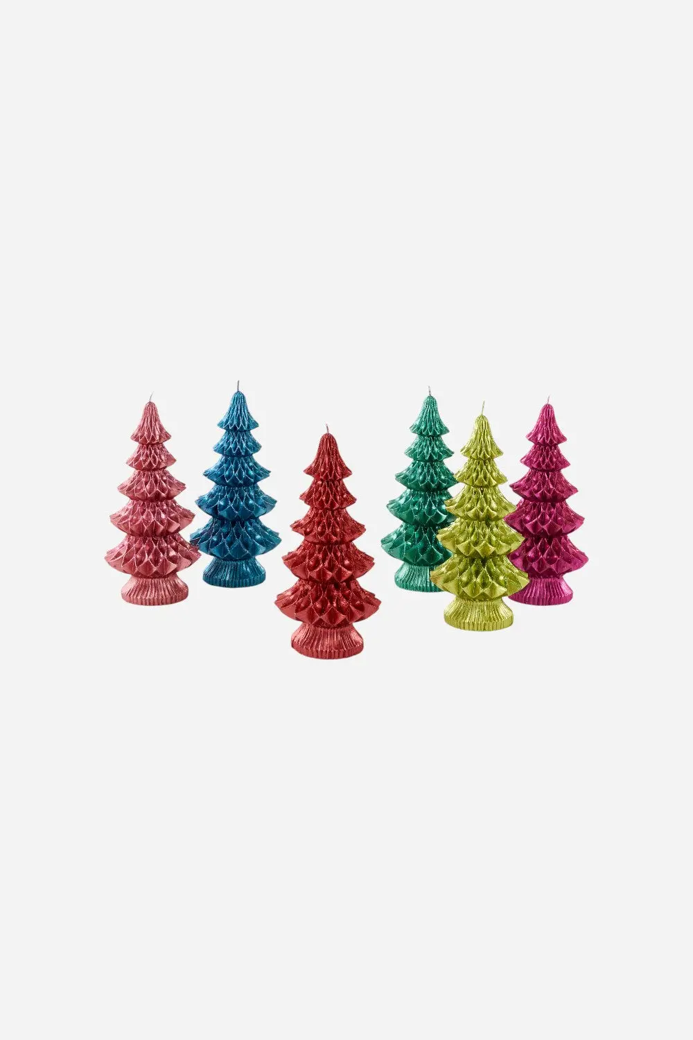 Metallic Christmas Tree Candle, Magenta 10'' 1