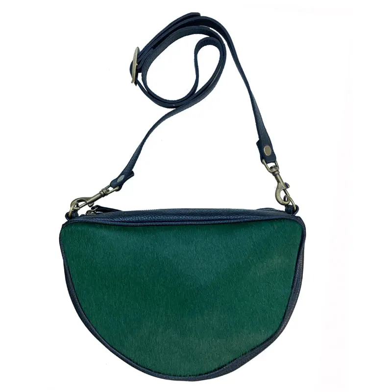Half Circle Bag - Emerald Green Fur 1