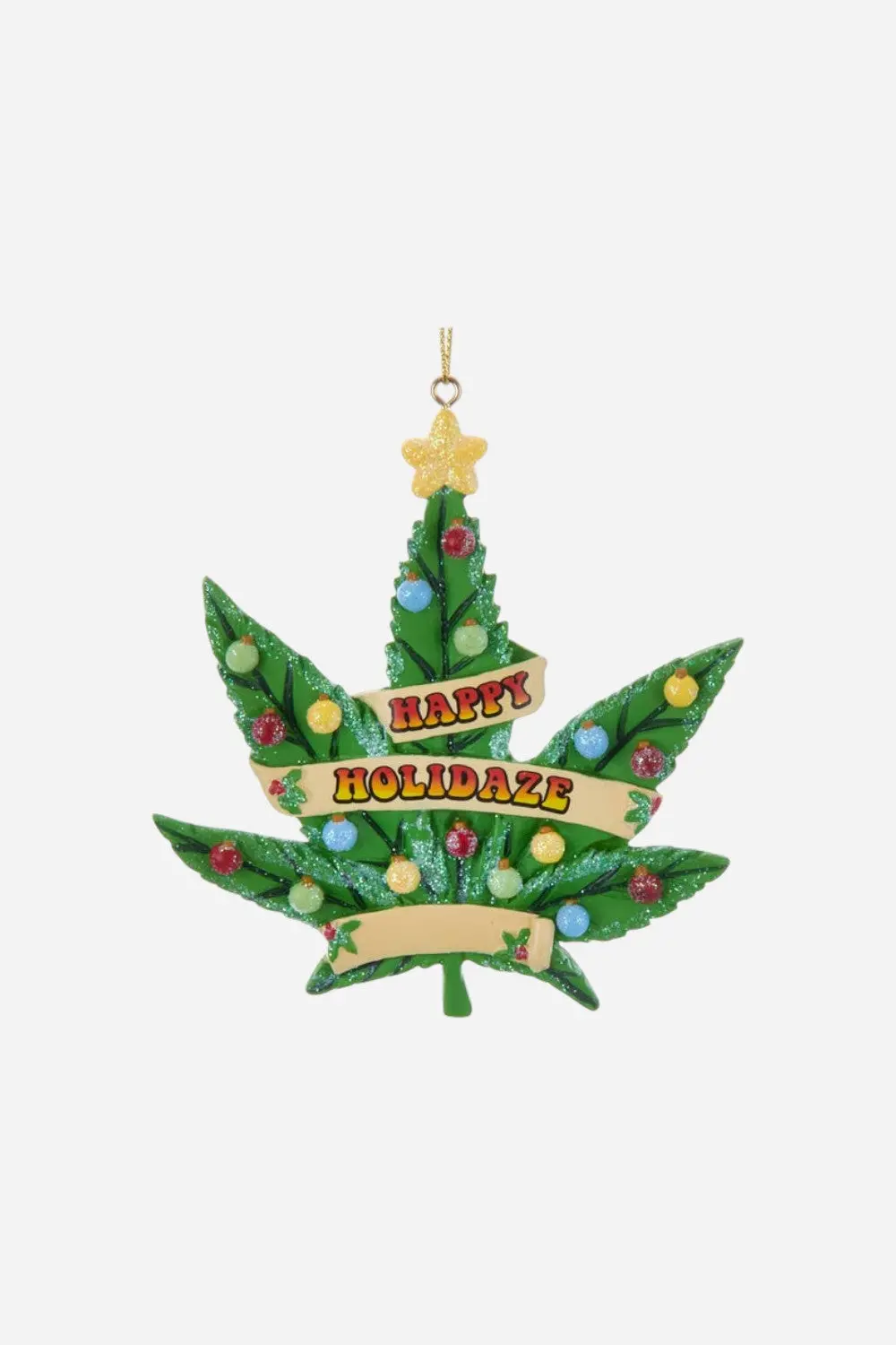 Happy Holidaze Cannabis Leaf Ornament 1